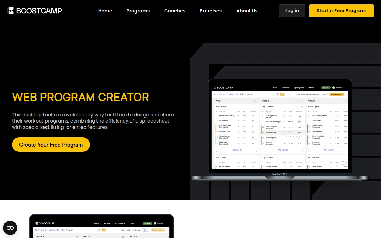 Screenshot of the Boostcamp website