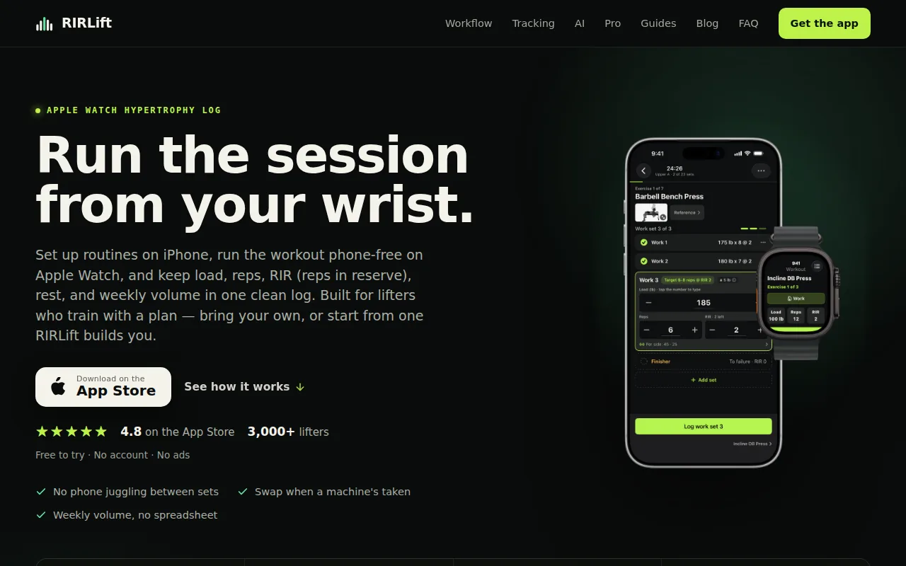 Screenshot of the RIRLift website