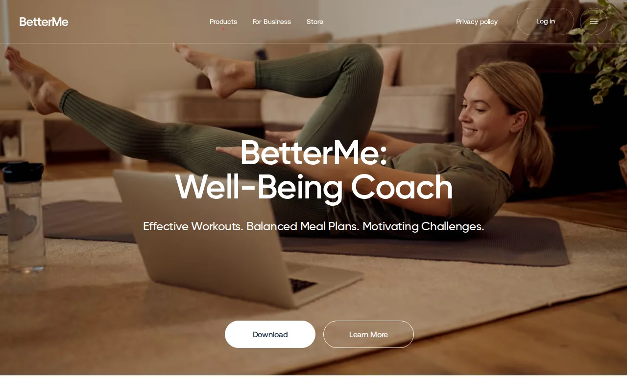 Screenshot of the BetterMe website