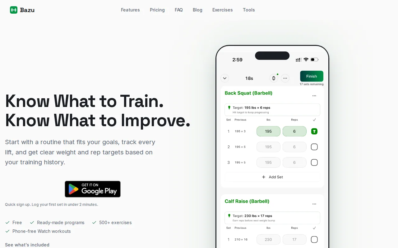Screenshot of the Bazu website